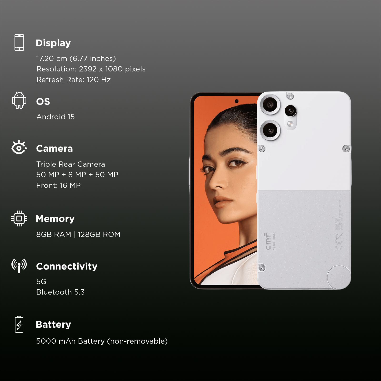 Buy Nothing CMF Phone 2 Pro 5G (8GB RAM, 128GB, White) Online - Croma